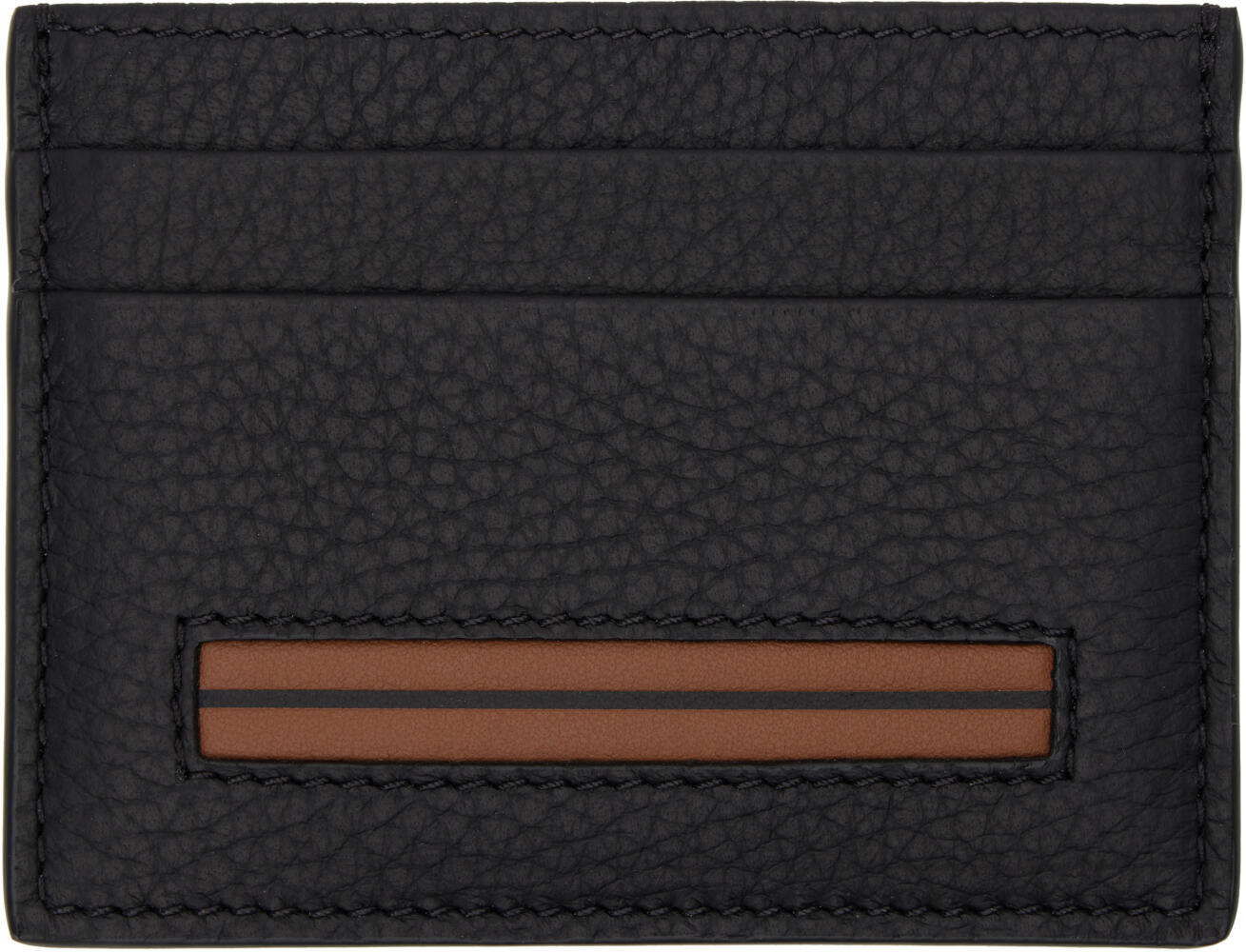 ZEGNA Black Leather Card Holder Cover