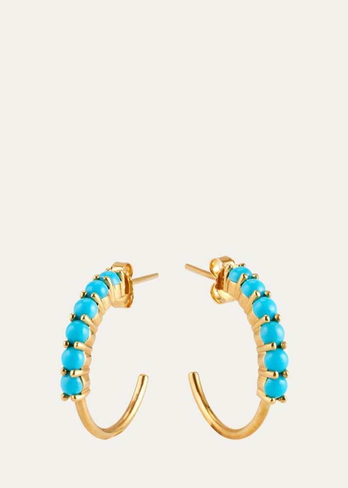 Jennifer Meyer Small 4-Prong Turquoise Hoop Earrings Cover