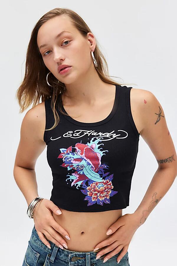 Ed Hardy Koi Fish Graphic Tank Top in Black Cover