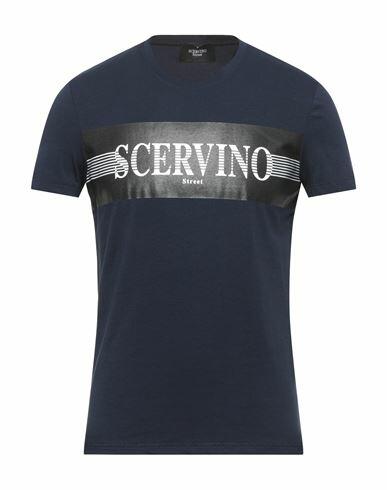 Ermanno Scervino Man T-shirt Midnight blue Cotton, Elastane Cover