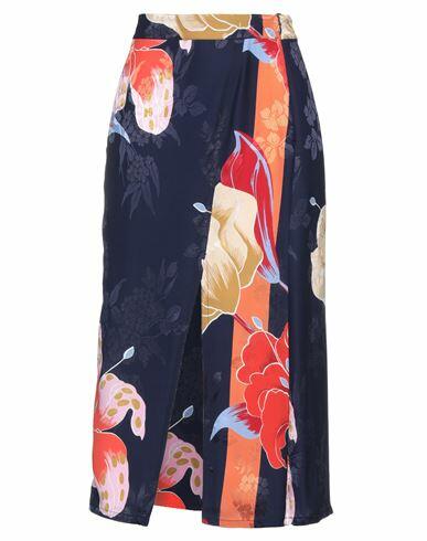 Etro Woman Midi skirt Navy blue Viscose, Silk Cover