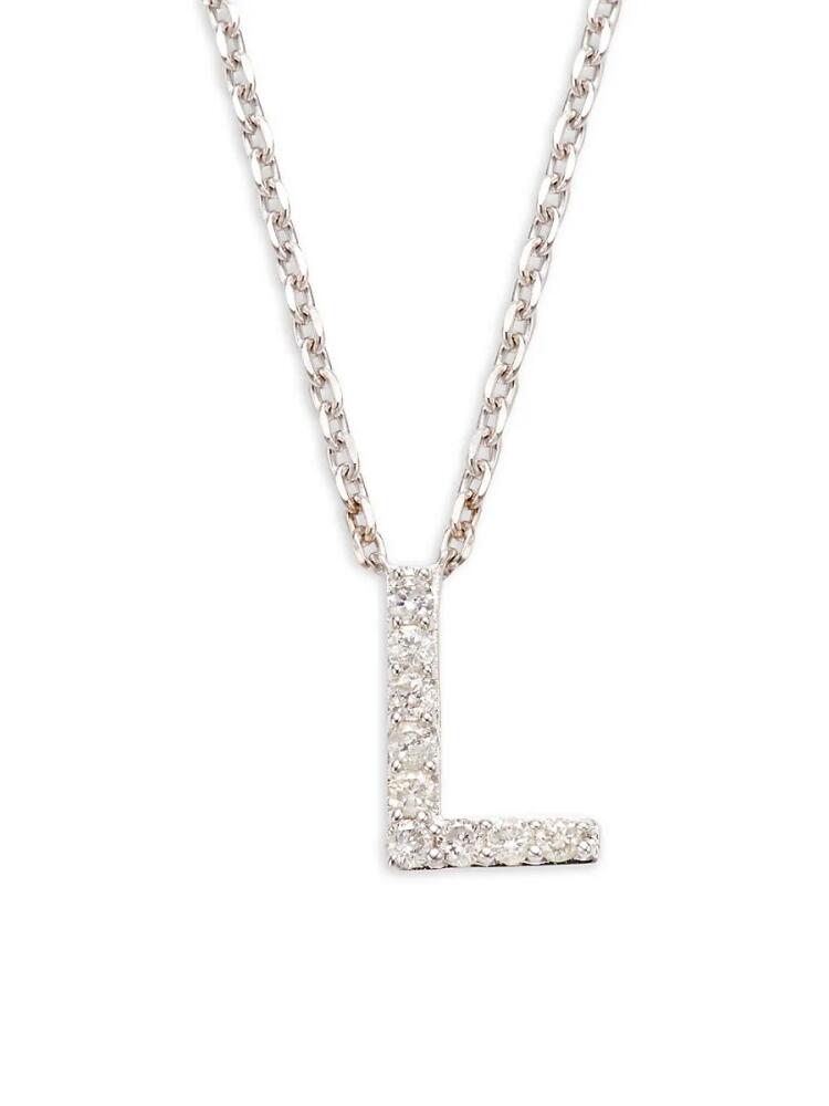 Effy ENY Women's Sterling Silver & 0.14 TCW Diamond L Initial Necklace Cover