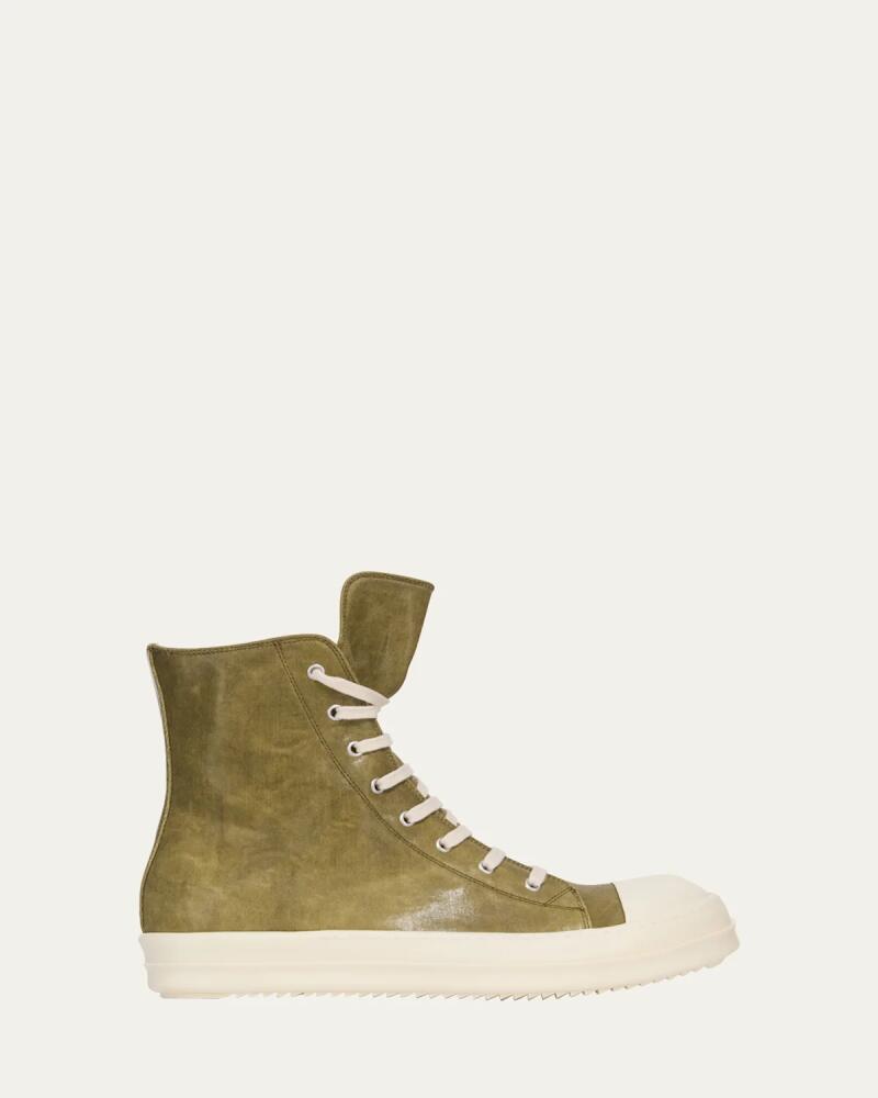 DRKSHDW RICK OWENS Men's Coated Denim High-Top Sneakers Cover