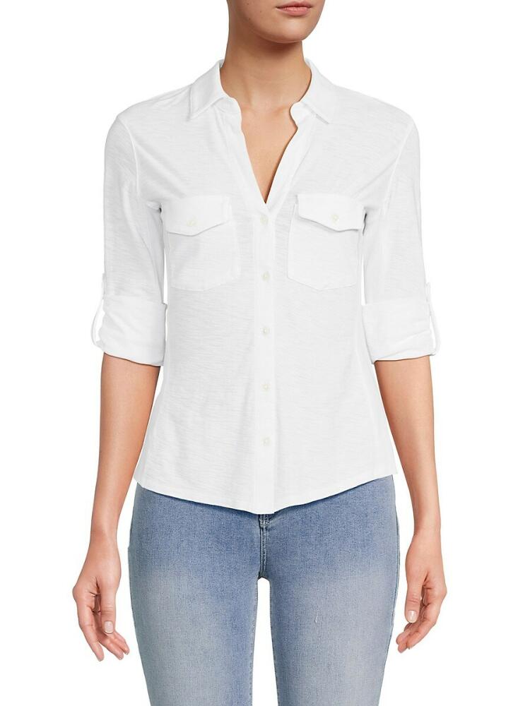 James Perse Women's Roll Tab Button Up Shirt - White Cover