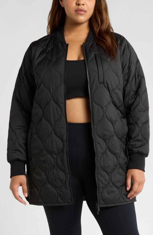 Zella Onion Quilted Longline Bomber Jacket in Black Cover