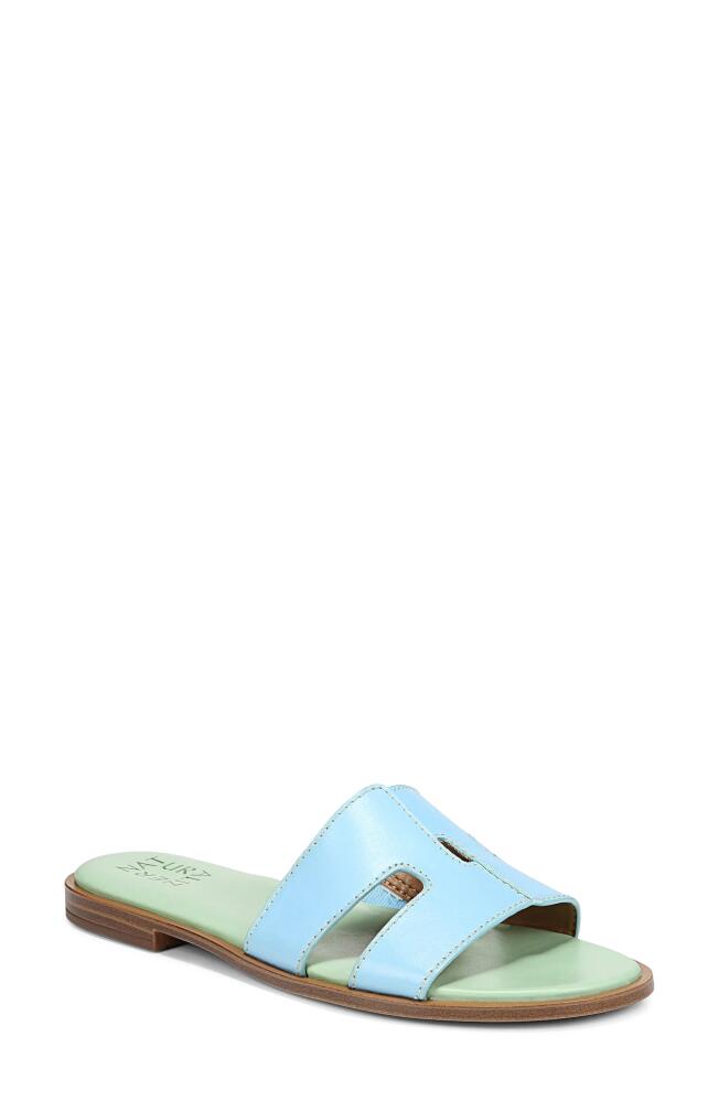 Naturalizer Fame Metallic Slide Sandal in Blue Leather Cover