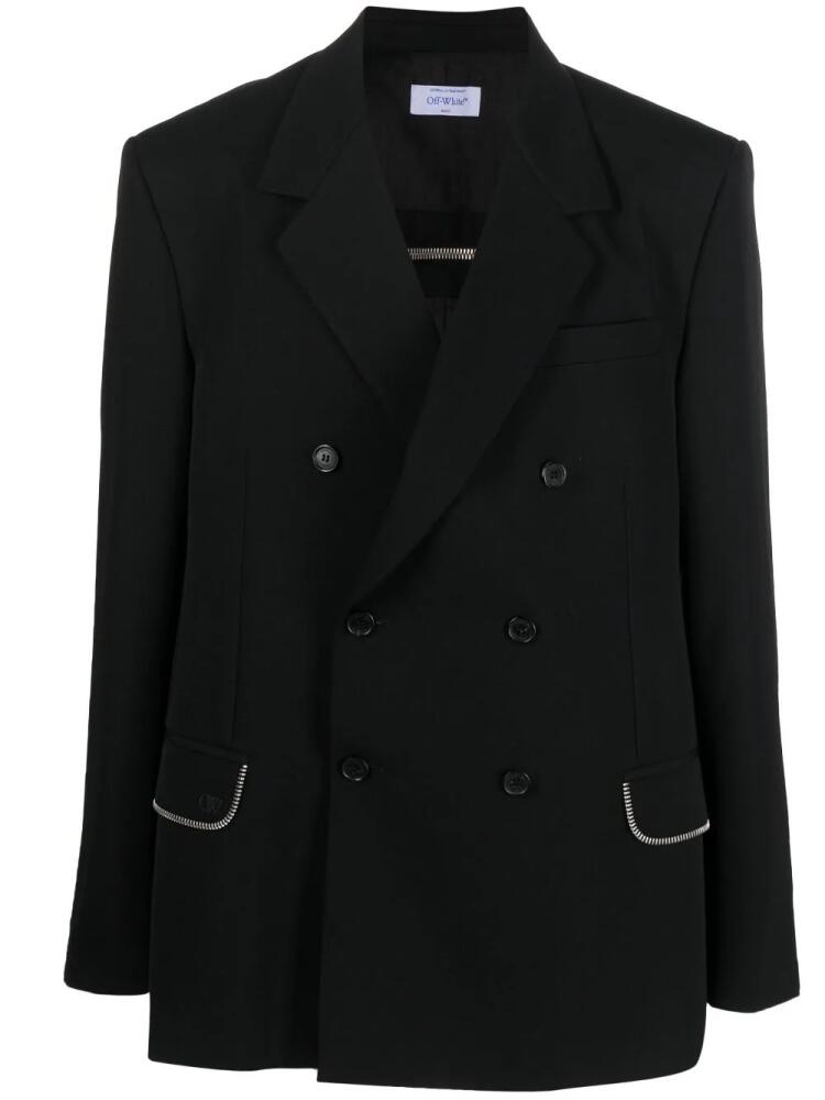 Off-White zip-embellished virgin-wool blazer - Black Cover