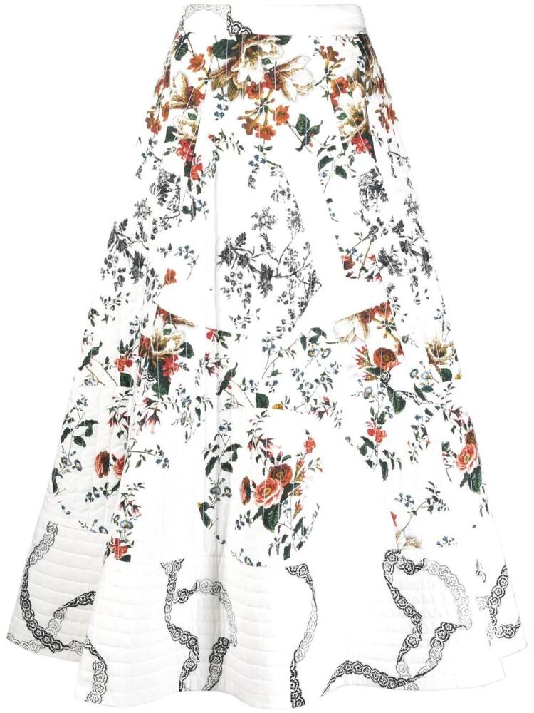 ERDEM Judith floral midi skirt - White Cover