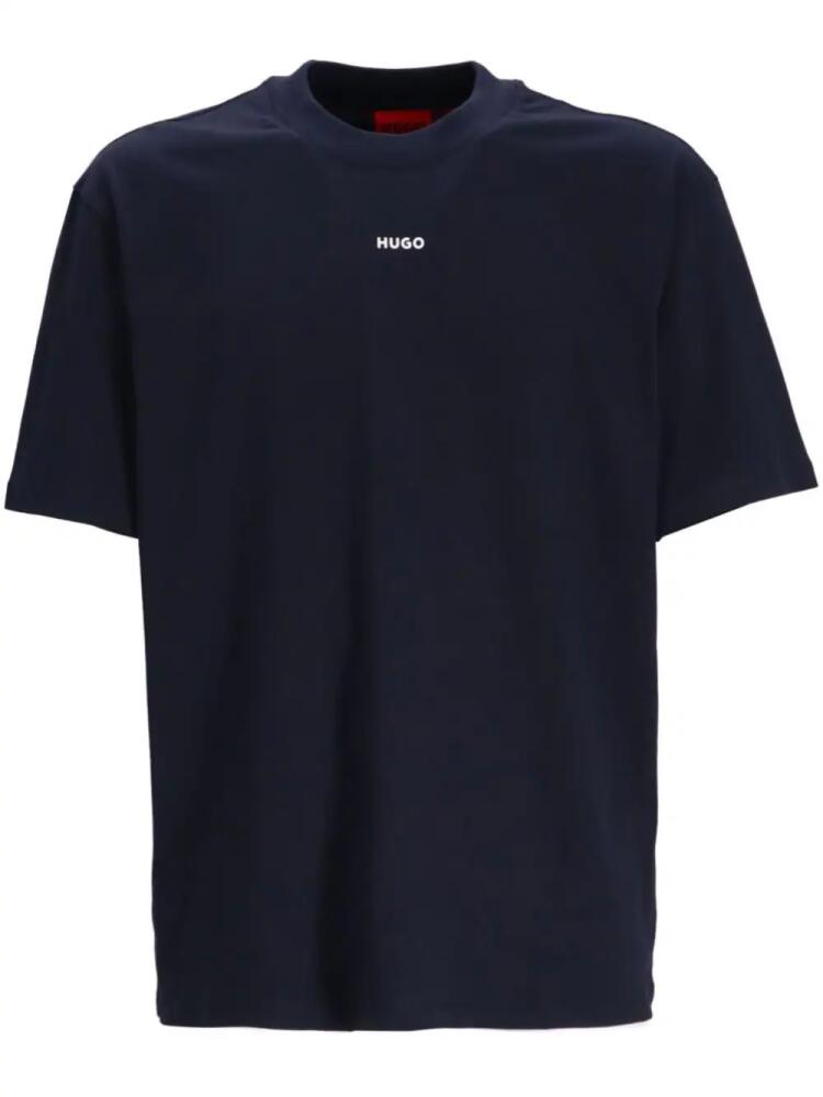 HUGO logo-print cotton T-shirt - Blue Cover