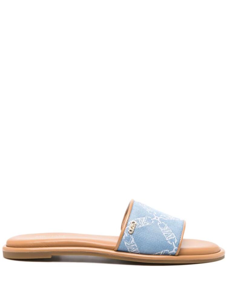 Michael Michael Kors logo-plaque patterned slides - Blue Cover