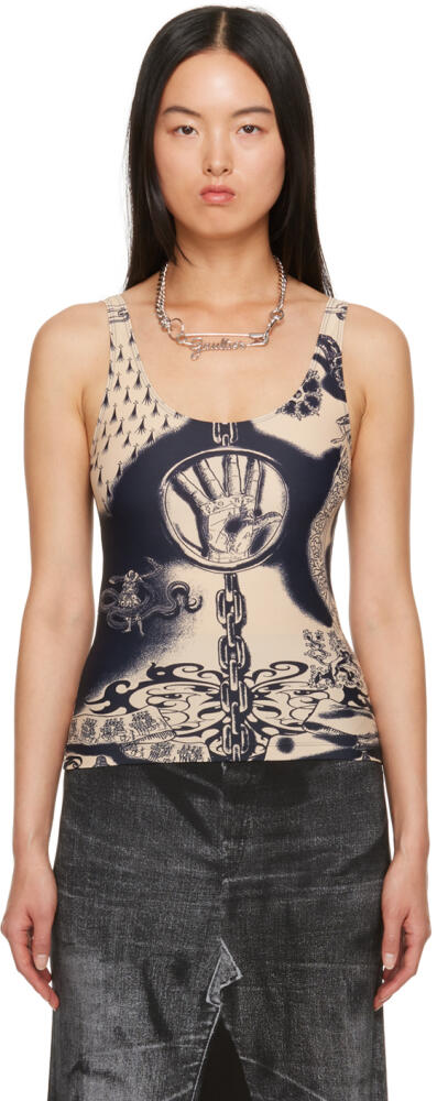 Jean Paul Gaultier Beige Graphic Tank Top Cover