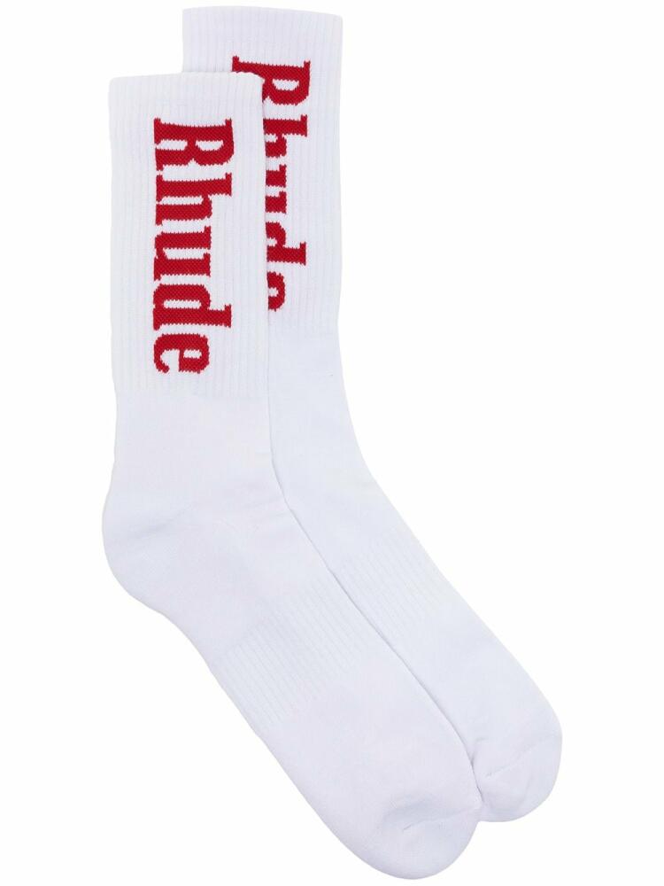 RHUDE intarsia-knit logo ankle socks - White Cover