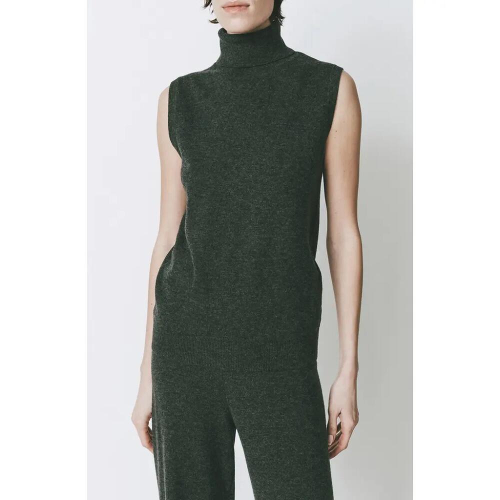 RUE SOPHIE Denis Wool & Cashmere Sleeveless Turtleneck Sweater in Topaz Cover