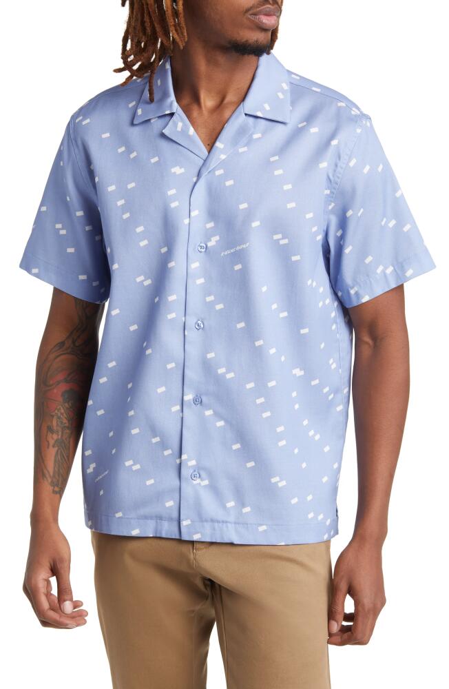 Saturdays NYC Canty Light Reflection Geo Print Short Sleeve Button-Up Shirt in Forever Blue Cover