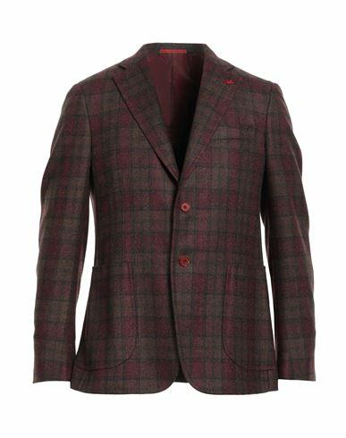 Isaia Man Blazer Burgundy Wool, Elastane Cover