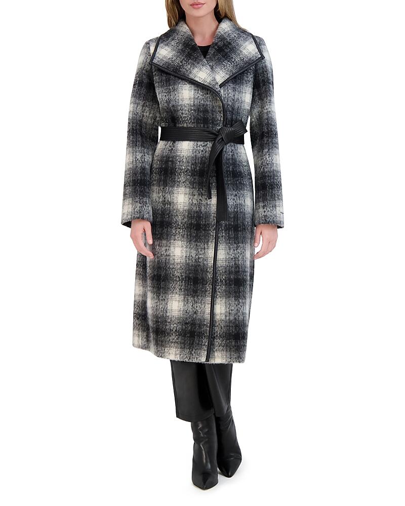 Tahari Julianne Plaid Mid Length Coat Cover