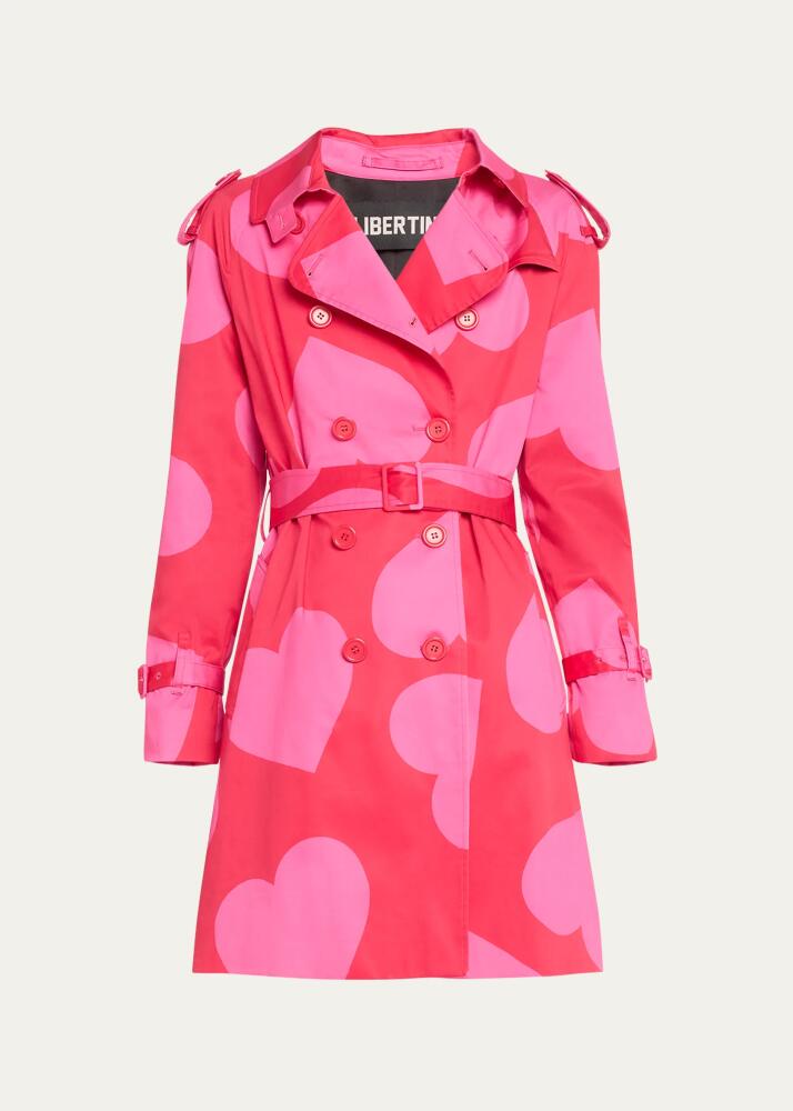 Libertine Pinky Red Heart Double-Breasted Belted Trench Coat Cover