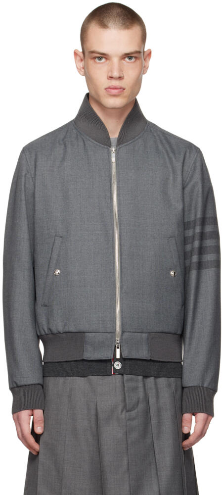 Thom Browne Gray 4-Bar Bomber Cover