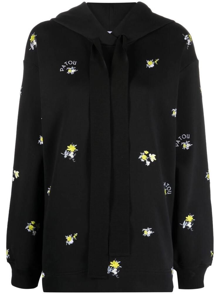 Patou floral-embroidered drawstring hoodie - Black Cover