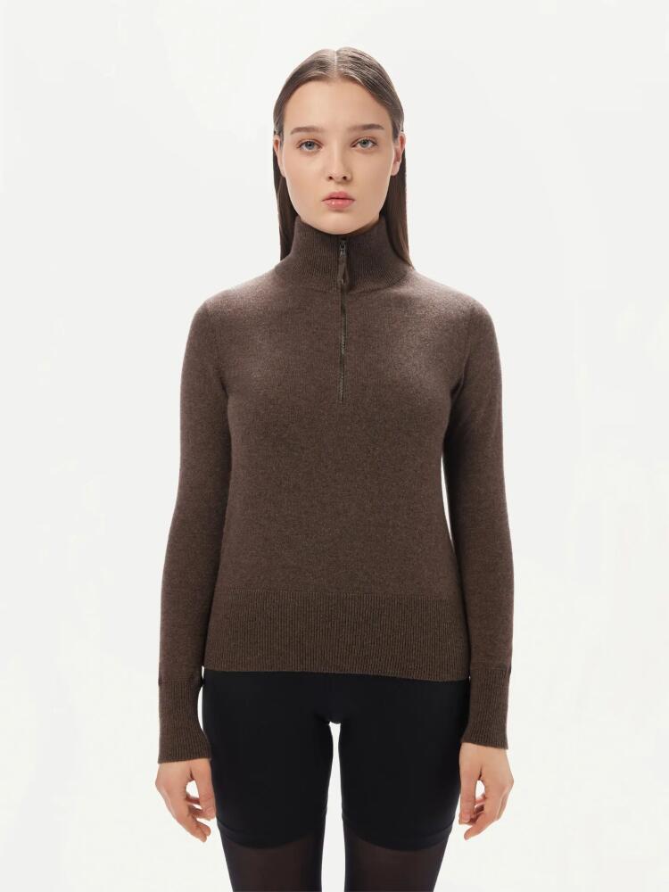 Gobi Cashmere Women's Quarter Zip Cashmere Sweater in Cocoa Cover