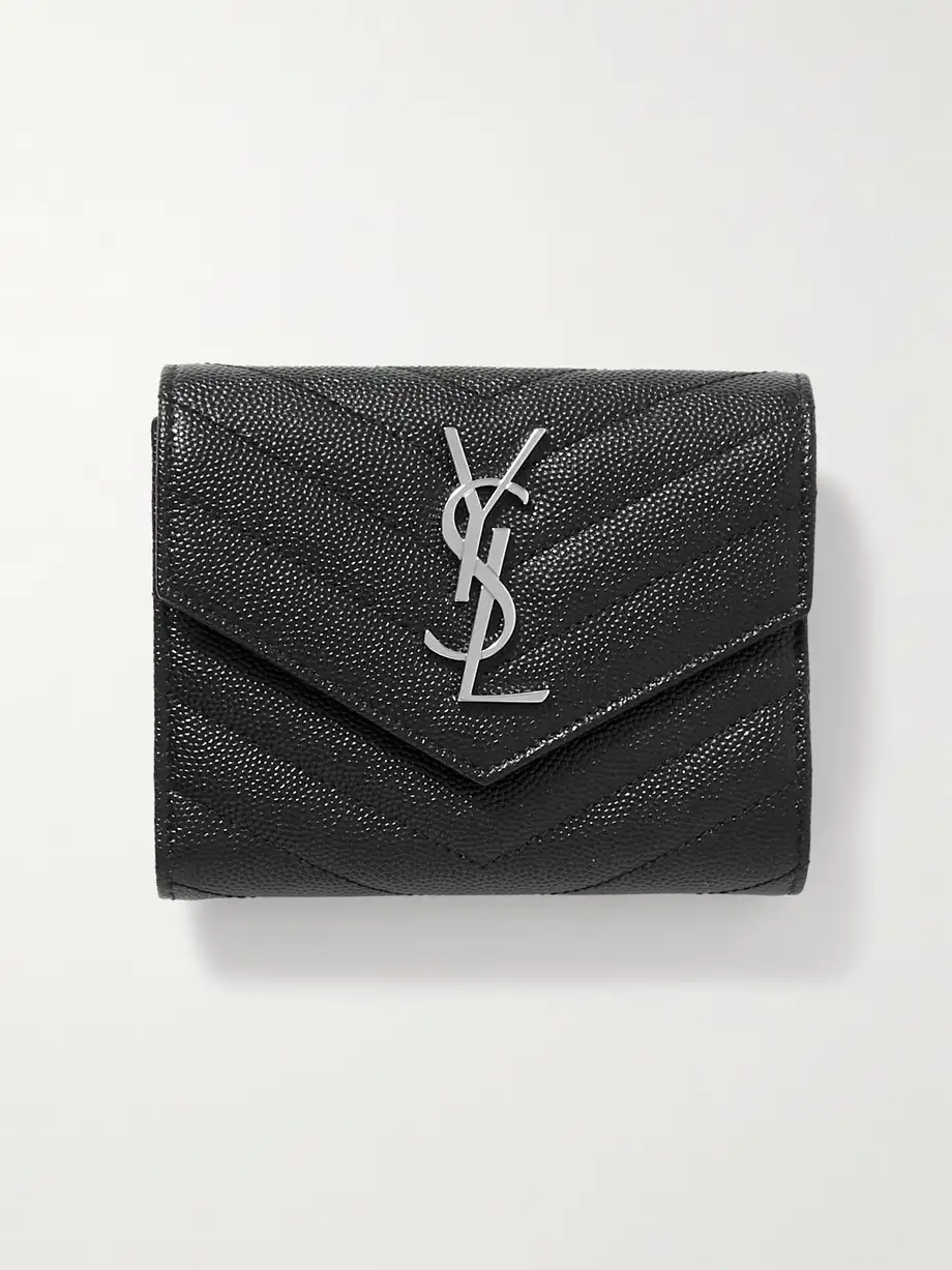 SAINT LAURENT - Monogramme Quilted Textured-leather Wallet - Black Cover