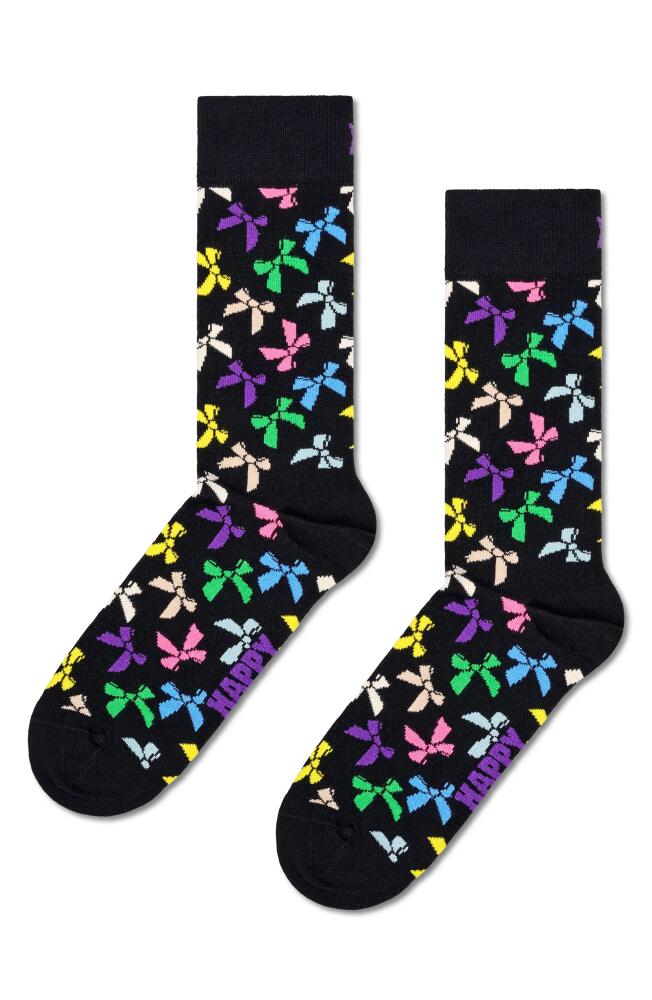 Happy Socks Bow Cotton Blend Crew Socks in Black Cover