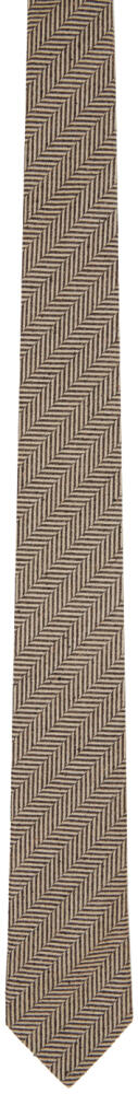 Dries Van Noten Beige Herringbone Tie Cover