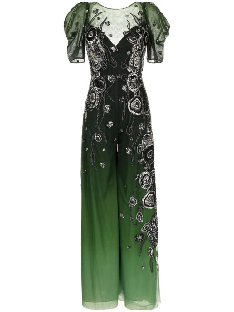 Saiid Kobeisy gradient-effect beaded tulle jumpsuit - Green Cover