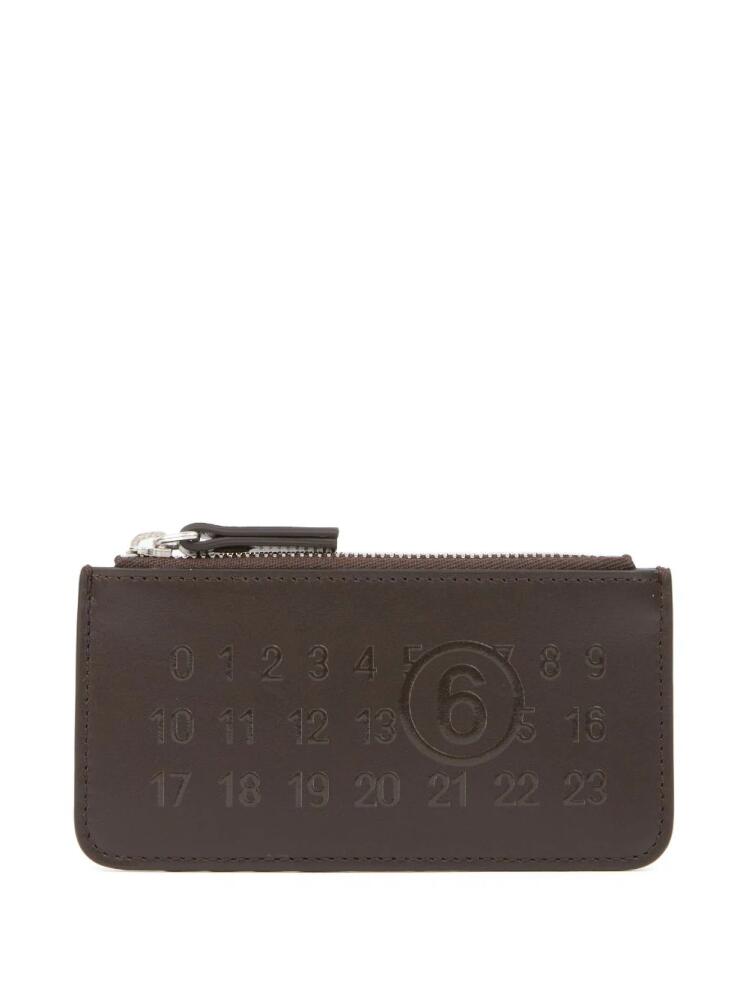 MM6 Maison Margiela Numeric logo-embossed card holder - Brown Cover