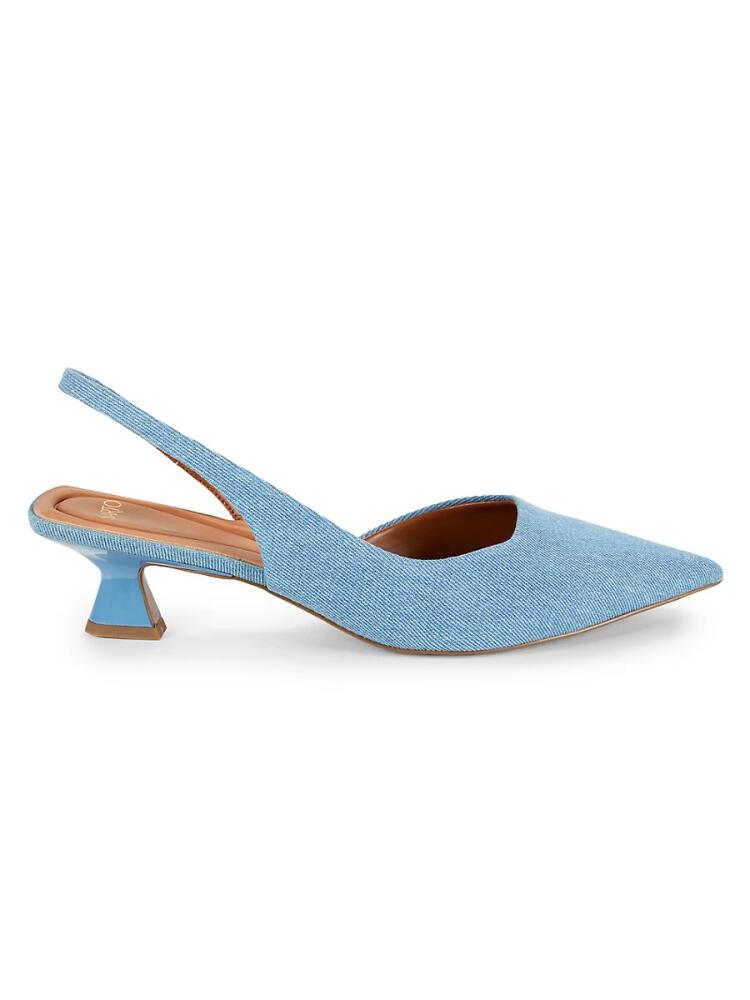 Franco Sarto Women's Devin D'Orsay Slingback Kitten Heel Pumps - Denim Cover