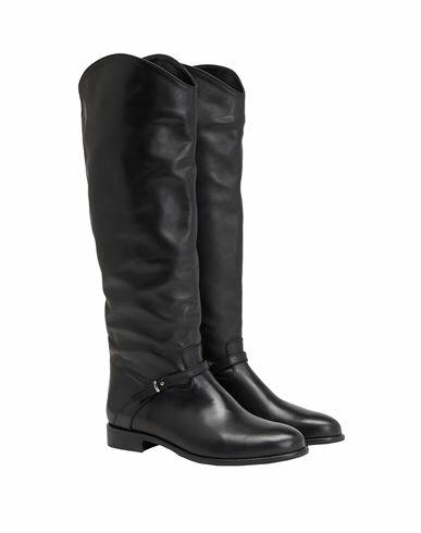 Leonardo Principi Leather Buckle Tall Boots Woman Boot Black Calfskin Cover