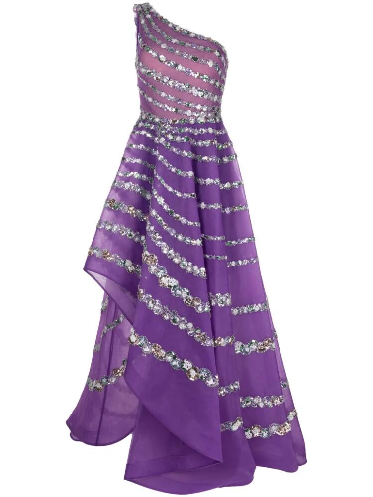 Saiid Kobeisy one-shoulder beaded tulle dress - Purple Cover