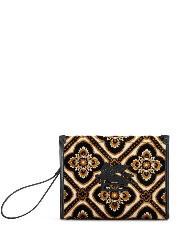 ETRO logo-embroidered jacquard makeup bag - Neutrals Cover