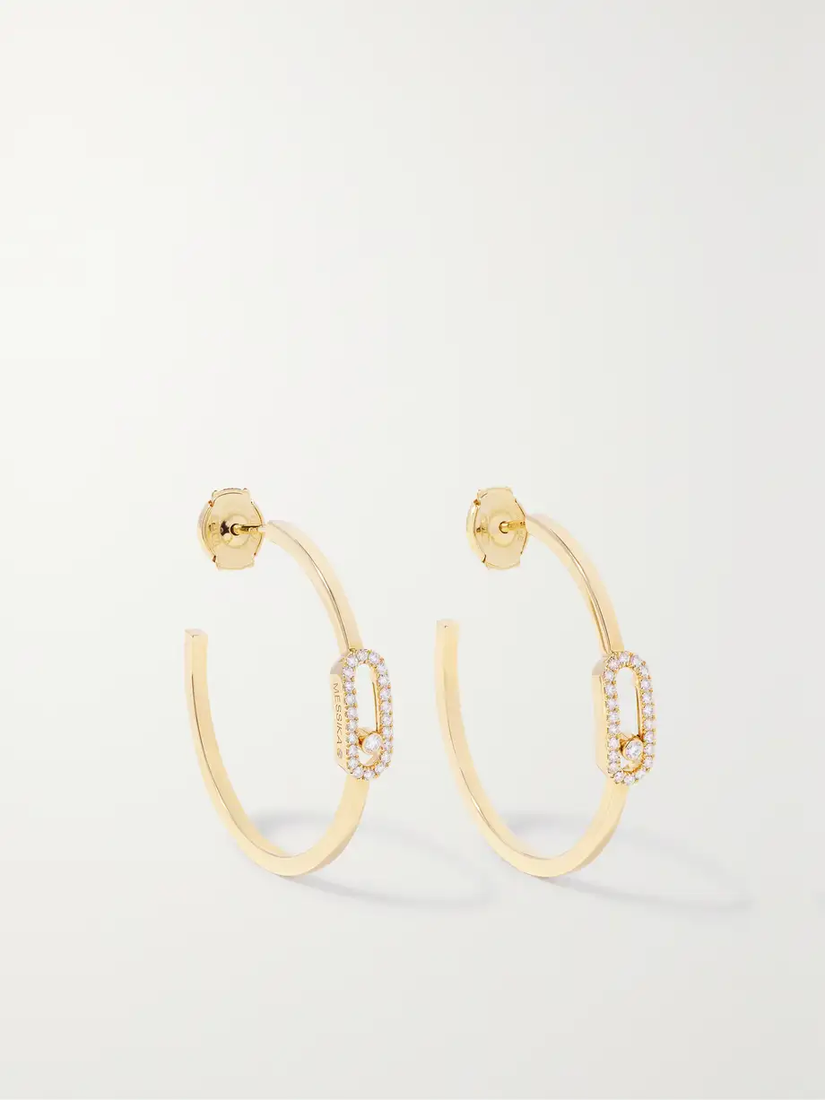 Messika - Move Uno 18-karat Gold Diamond Hoop Earrings - One size Cover