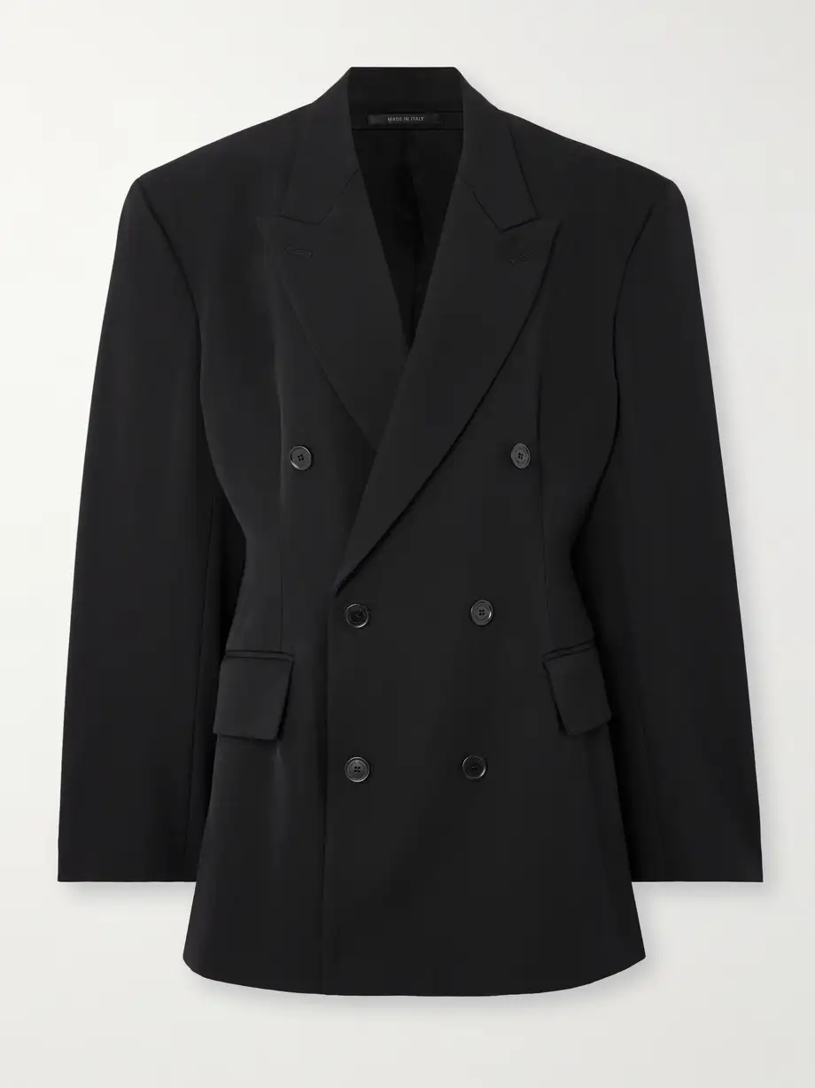 Balenciaga - Barathea Double-breasted Grain De Poudre Wool Blazer - Black Cover