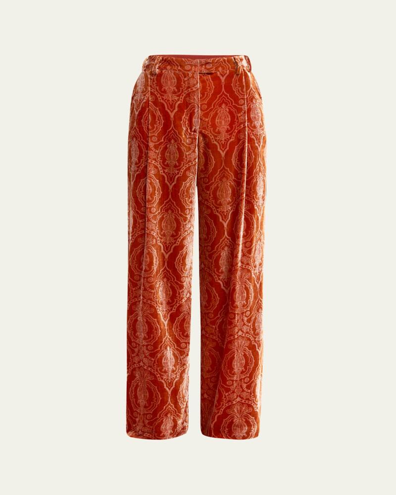 La DoubleJ Loose Paisley Velvet Pintuck Pants Cover