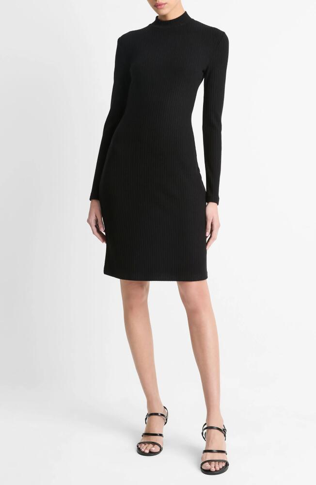 Vince Long Sleeve Rib Dress in Black Cover