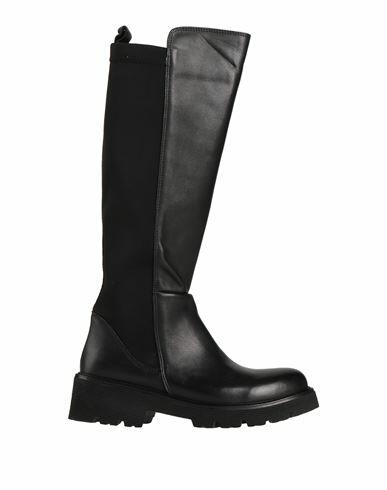 Tsd12 Woman Boot Black Soft Leather, Textile fibers Cover