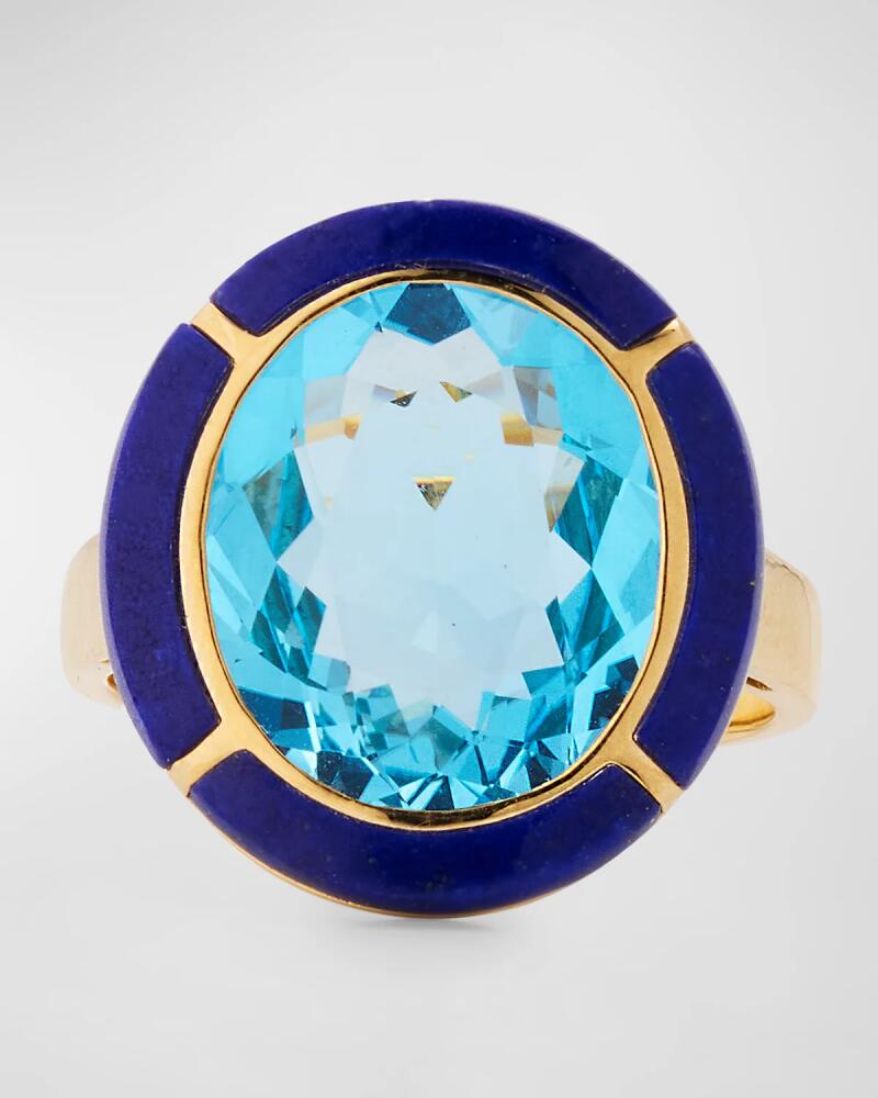 Goshwara 18K Melange Blue Topaz and Lapis Lazuli Statement Ring Cover