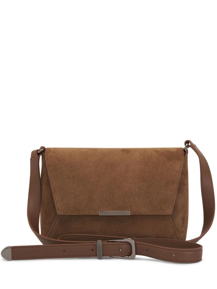 Brunello Cucinelli suede leather crossbody bag - Brown Cover