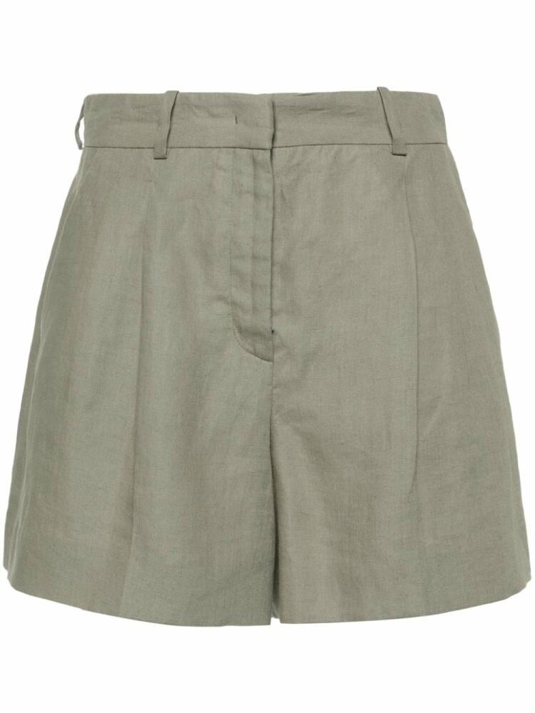 Kiton pleated detail linen shorts - Green Cover