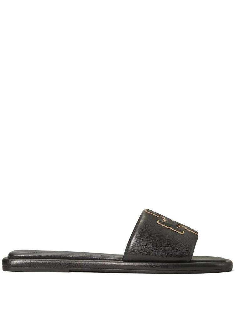 Tory Burch Double T patch sport slides - Black Cover