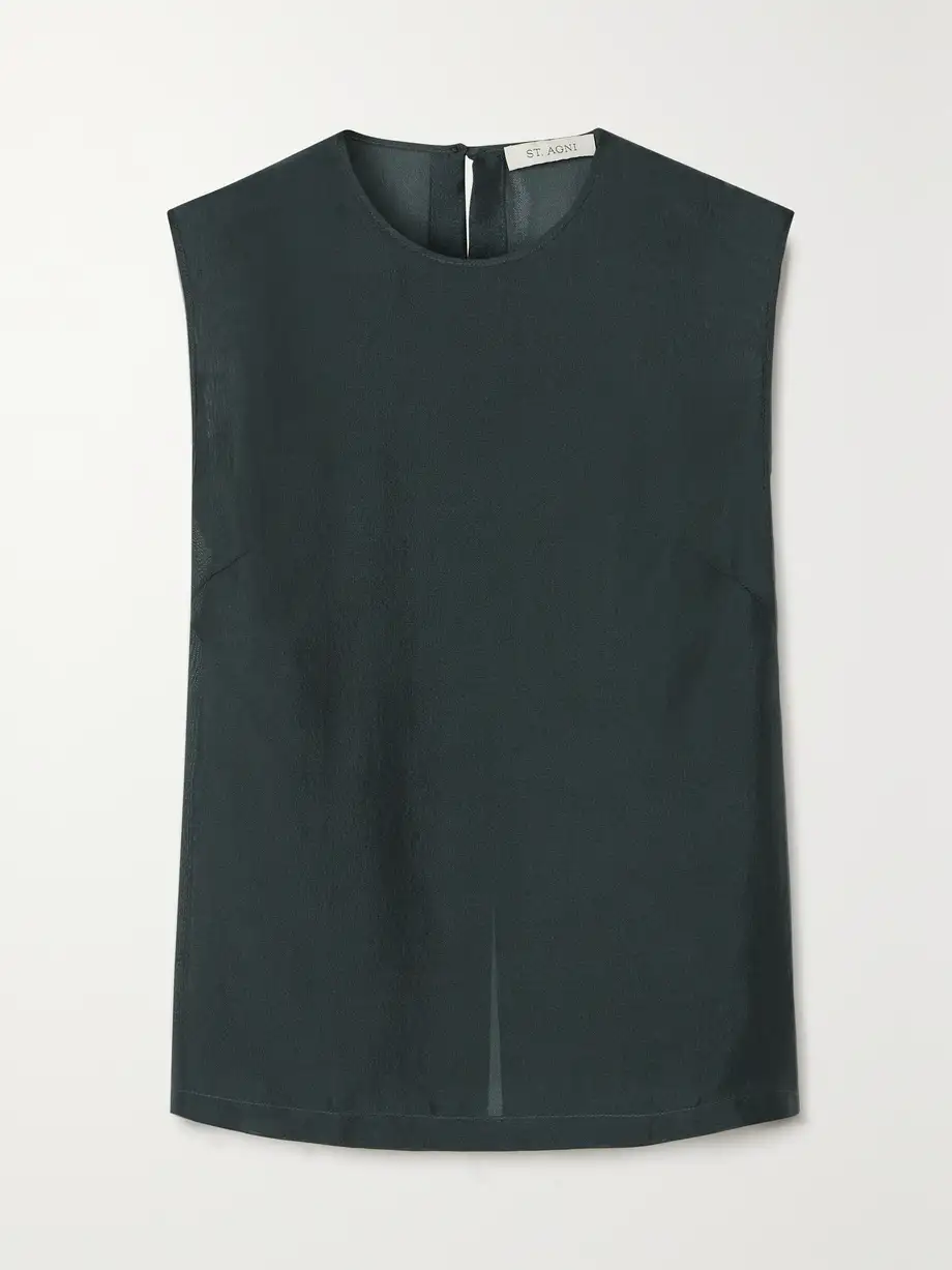 ST. AGNI - Silk-gauze Vest - Gray Cover