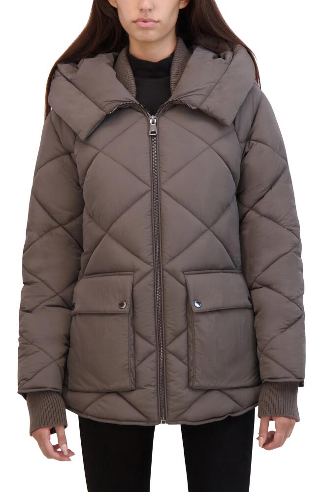 Kenneth Cole New York Diamond Quilted Hooded Jacket in Gunmetal Cover