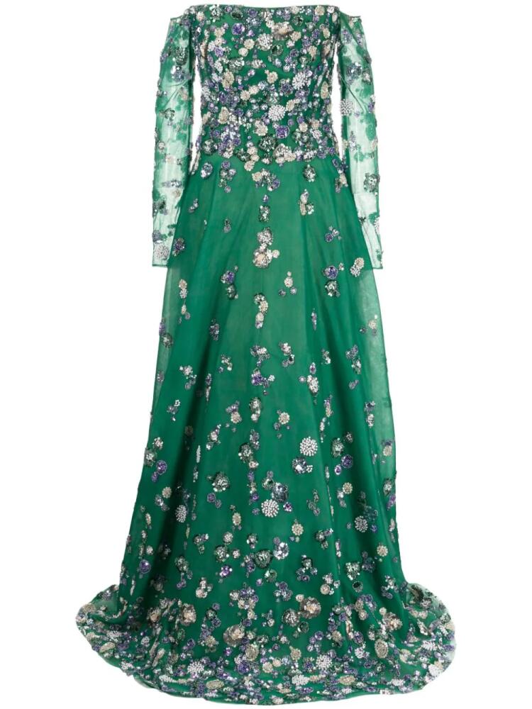 Saiid Kobeisy beaded off-shoulder tulle dress - Green Cover