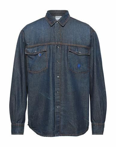 Marcelo Burlon Man Denim shirt Blue Cotton, Metal Cover