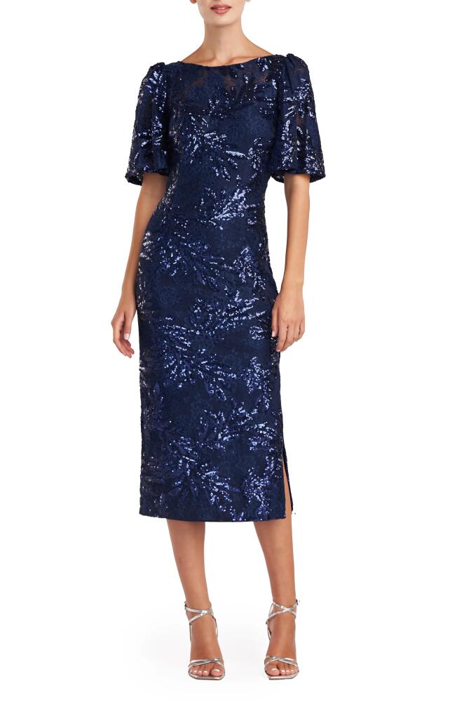 JS Collections Adel Sequin Lace Cocktail Midi Dress in Navy Cover