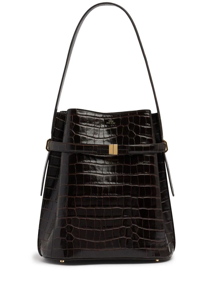 TOTEME Belted Croc Embossed Leather Bucket Bag Cover