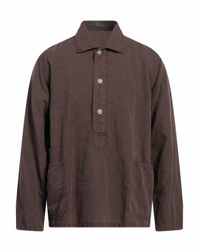 Hand Picked Man Shirt Dark brown Cotton, Linen Cover