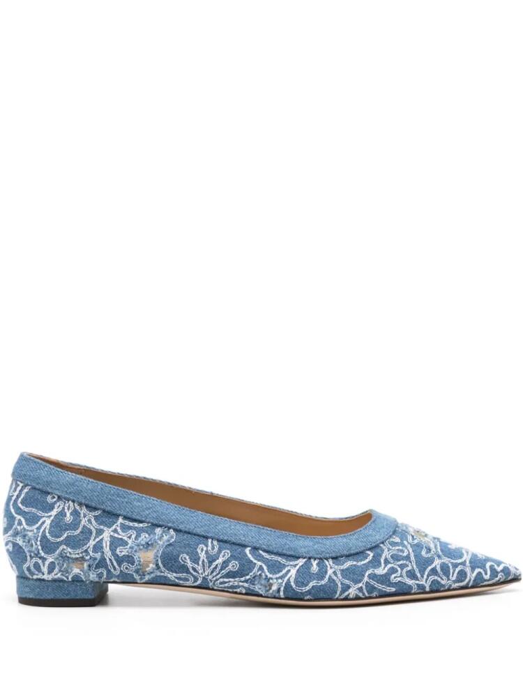 Arteana floral-embroidered ballerina shoes - Blue Cover